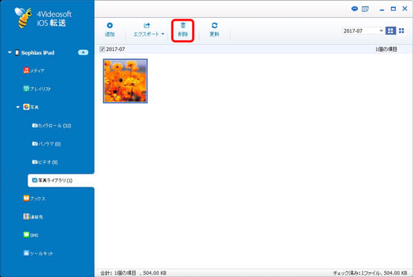 iPad 写真 管理ソフトで写真を削除