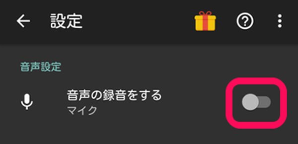 「音声の録音をする」を有効にする