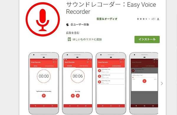 Easy Voice Recorderソフトウェア